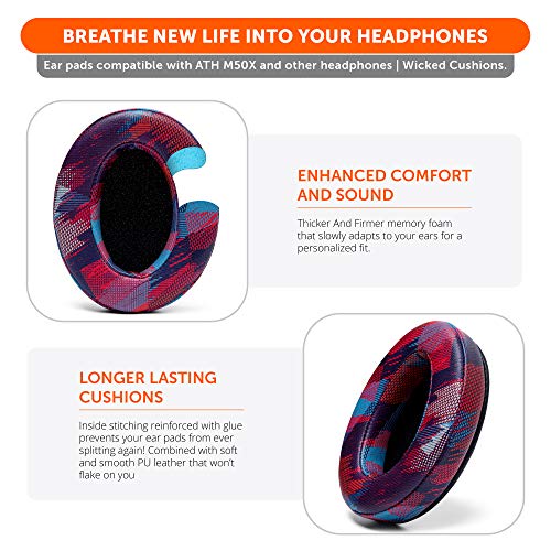 WC Wicked Cushions PadZ - Thick & Soft Ear Pads for ATH M50X / M40X / SteelSeries Arctis/HyperX Cloud & Alpha/Logitech G Pro X/Compatible with Over 50 Headphones | Speed Racer - color: Purple Speed Racer