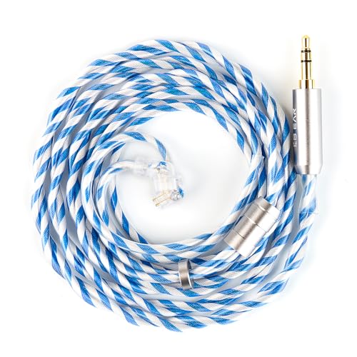 KBEAR Frost 6N 2-Strand Twisted-Pair 71-Core OCC Gold-Plated HiFi Earphone Upgrade IEM Cable Compatible with KZ ZS10/ZSN PRO X/Castor/ZAR/ZAX/AS24/AS16 PRO/ZAS (3.5mm-Without mic, Silver-Blue, QDC) - style: 3.5mm-without mic