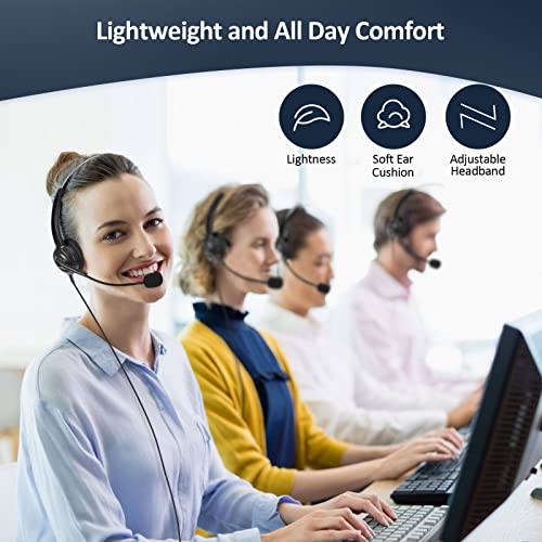 AGPTEK Corded Telephone with Headset & Dialpad | for House Call Center Office - Noise Cancellation