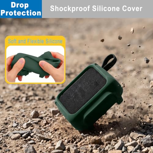 Silicone Case Cover for JBL Go 5 Portable Speaker (Deep Green) | Travel Carrying Protective Pouch with Attach Straps for Bike Golf Cart Scooter - color: Deep Green