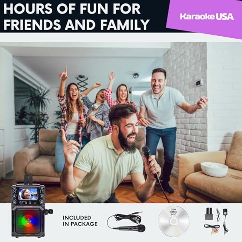 Portable Karaoke Machine with Lyrics Display | Color Screen | CD+G, MP3+G & USB MP3 | Wireless Bluetooth Speaker with Built-in Rechargeable Battery and LED Flashing Lights | Includes Wired Microphone - style: Updated Version