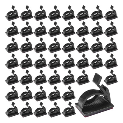 50PCS Adjustable Cable Clips Self Adhesive Cord Organizer - Sticky Wire Clamp Management Cord Holder for Car Dash Cam Home Office Desk Wall Tables
