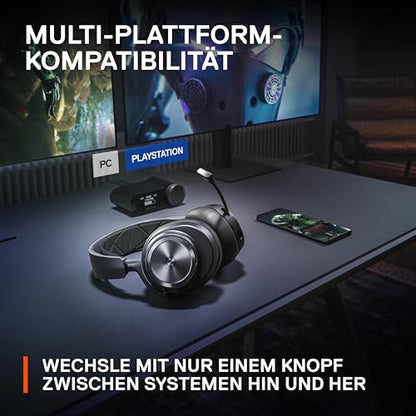 SteelSeries Arctis Nova Pro Wireless Multi-System Gaming Headset — Neodymium Magnetic Drivers — Active Noise Cancellation — 2 Battery System — ClearCast Gen 2 Mic — PC, PS5, PS4, Switch, Mobile - color: Black, style: PC