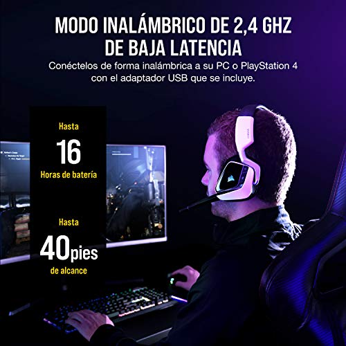 Corsair Void RGB Elite Wireless Gaming Headset – 7.1 Surround Sound – Omni-Directional Microphone – Microfiber Mesh Earpads – Up to 40ft Range – iCUE Compatible – PC, Mac, PS5, PS4 – White - color: White, style: RGB Wireless