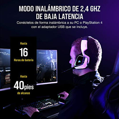 Corsair Void RGB Elite Wireless Gaming Headset – 7.1 Surround Sound – Omni-Directional Microphone – Microfiber Mesh Earpads – Up to 40ft Range – iCUE Compatible – PC, Mac, PS5, PS4 – White - color: White, style: RGB Wireless