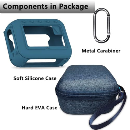 Silicone Cover and Hard Carrying Case for JBL Go 4 Bluetooth Speaker | Protective Holder Carrier for JBL Go 4 Speaker Accessories, Scratch-Resistant and Drop-Proof Cover (Blue) - color: Blue
