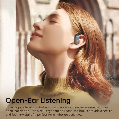 BUGANI Open Ear Headphones, Bluetooth 5.4 Wireless Earbuds with 60H Playtime, ENC Noise Cancelling Mic for Clear Calls, IPX5 Waterproof Sports Earphones for Running Workout Cycling | Bluetooth 5.4 60H Playtime ENC Clear Calls IPX5 Waterproof Lightweight C