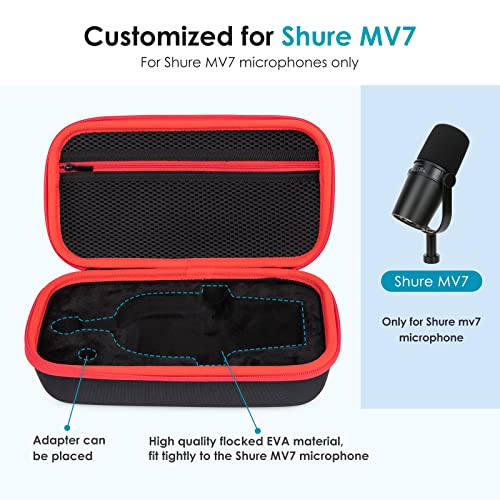 YOUSHARES MV7 Microphone Case Bag with Mic Cover Foam - Mic Case Hard Carring Case with Windshield Compatible with Shure MV7 USB Condenser Microphone - color: Microphone Case Bag
