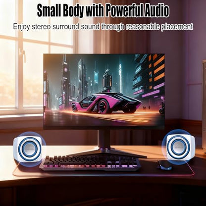 Basics Stereo 2.0 Speakers for PC or Laptop with Volume Control,USB-Powered, 1 Pair, White - color: White