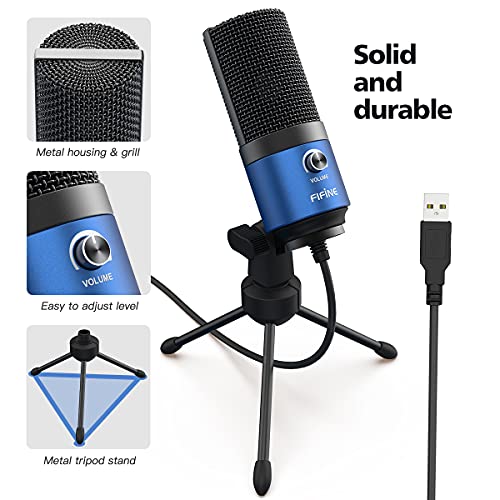 FIFINE Recording Microphone and Gaming Mic, USB PC Computer Microphone with Gain Control for Streaming, Broadcast, Voice Over,YouTube Video, Home Studio, Plug & Play-Blue/Green (K669L+K669G)