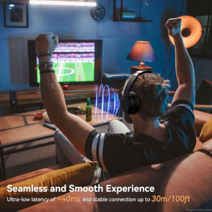 Wireless Headphones for TV, TV Headphones Wireless for Seniors with Easy Setup, Compatible with Most TVs, Charging Base, 65H Playtime, Low Latency Audio, TV Headset, Ideal for Dad, Mom