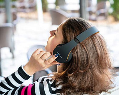 PowerLocus Wireless Bluetooth Over-Ear Stereo Foldable Headphones, Wired Headsets Rechargeable with Built-in Microphone for iPhone, Samsung, LG, iPad (Orange) - color: Orange