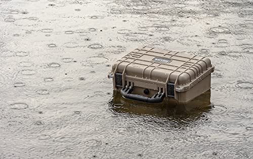 MEIJIA All Weather IP67 Waterproof Hard Camera Case,Hard Protective Case,Hard Case with Customizable Foam,Fit Use of Drones,Camera,Equipments,Pistols(Desert Tan,15.98x12.99x6.85inches) - color: Desert Tan, size: 15.98x12.99x6.85inches
