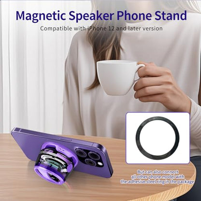 2 Pcs G200 Magnetic Bluetooth Speaker - Multifunctional Portable Mini Speakers with RGB Light, 3D Surround Sound, 7H Playtime, Phone Stand for iPhone Android, Gifts for Teens, Purple - color: 2pcs purple
