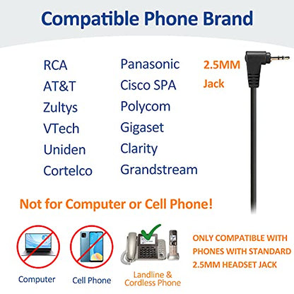 Wantek 2.5mm Telephone Headset Monaural with Noise Canceling Mic+Quick Disconnect Compatible with Cisco Linksys SPA Polycom Grandstream Panasonic Zultys AT&T Office IP & Cordless Dect Phones(600QJ25) - color: Monaural 2.5mm Jack QD