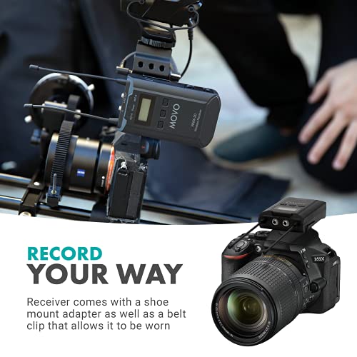 Movo WMX-20-RX Receiver for Wireless Lavalier Microphone System - For WMX-20 UHF Wireless Microphone System - Pairs w/ 2x Lapel Microphone Wireless Transmitters - Headphone Monitoring for Wireless Mic