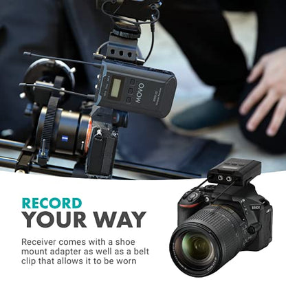 Movo WMX-20-RX Receiver for Wireless Lavalier Microphone System - For WMX-20 UHF Wireless Microphone System - Pairs w/ 2x Lapel Microphone Wireless Transmitters - Headphone Monitoring for Wireless Mic