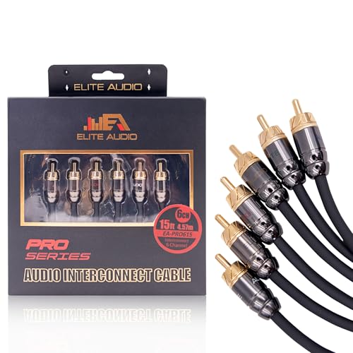Elite Audio Pro Series | 15ft 6-Channel RCA Cable | OFC | Triple Shielded - color: 6-Channel, size: 15' (ft)
