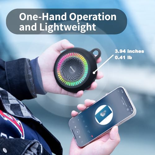 SOWO Shower Speaker Bluetooth Waterproof, Small Speaker Portable Wireless - color: Black