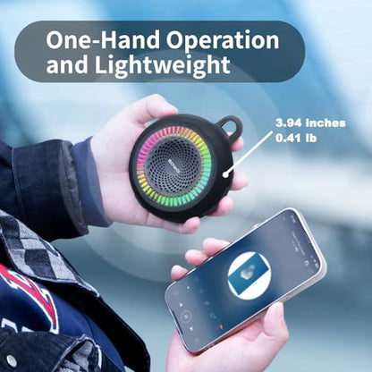 SOWO Shower Speaker Bluetooth Waterproof, Small Speaker Portable Wireless - color: Black