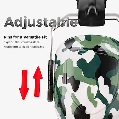 ProCase NRR 28dB Noise Reduction Ear Muffs, Foldable Adjustable Noise Cancelling Headphones - color: 1 - Camogreen