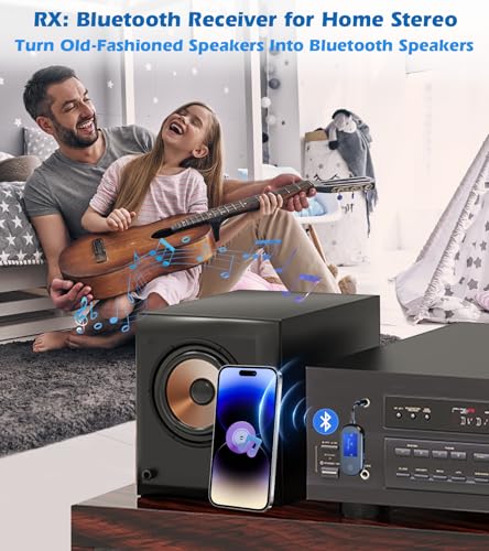 Bluetooth 5.3 Transmitter Receiver 2 in 1 with LCD Screen | Bluetooth Low Latency AUX Adapter for TV/Airplane/Car/Home Stereo, Bluetooth Audio Adapter for Headphones, Plug and Play - style: Single Link