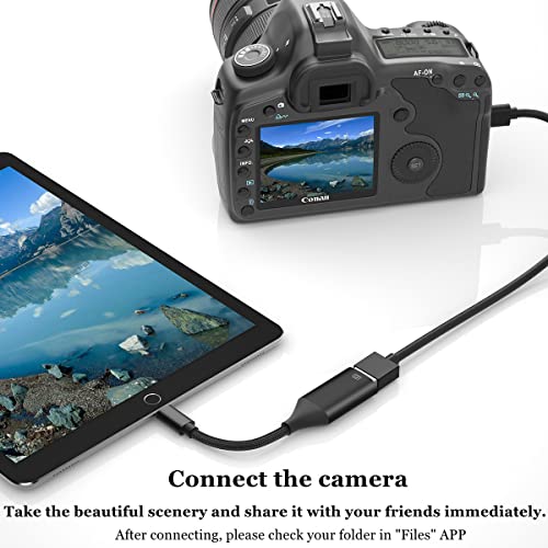 Camera Adapter for iPhone, iPad to USB OTG Cable Adapter, Supports USB Flash Drive, Card Reader, Mouse, Keyboard, MIDI - color: Black