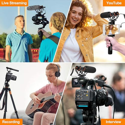 COMICA VM20 Shotgun Microphone for Camera, Super-Cardioid Camera Microphone with Rycote Shockmount, Windscreen, Wind Muff, OLED Power Display, Video Mic for Smartphones, DSLR Cameras, Camcorders