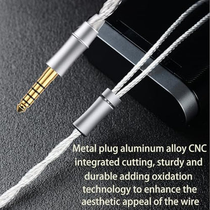 HiFi Earphone Audio Upgrade Cable,8N Silver Plated Headphone Cords,1.3m in Ear Monitor IEM Cord for Audiophile Musician Drummer 4.4mm Plug(0.78mm 2Pin 4.2ft) - size: 4.4mm Plug