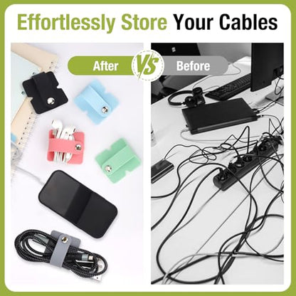 5 PCS Cord Organizer Earbuds Holder, Small Silicone Cable Organizer Winder Manager for Earphone Phone Charger, Reusable Cable Straps Wire Keeper Home Office Kitchen School