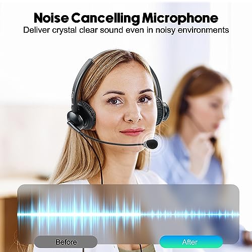 MKJ Headset for Cisco Phones Dual Ear Landline Headset with Noise Cancelling Microphone for Cisco Telephone CP-7821 7841 7941G 7942G 7945G 7960 7961G 7962G 7965G 7971G 7975G 8841 8865 9971 - color: Basic Duo Headset