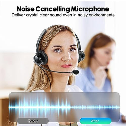 MKJ Headset for Cisco Phones Dual Ear Landline Headset with Noise Cancelling Microphone for Cisco Telephone CP-7821 7841 7941G 7942G 7945G 7960 7961G 7962G 7965G 7971G 7975G 8841 8865 9971 - color: Basic Duo Headset