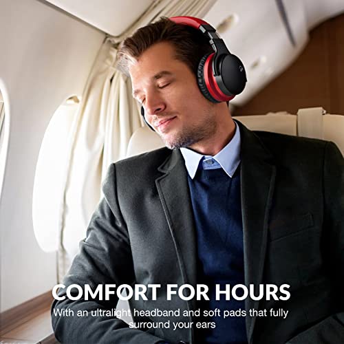 MOVSSOU Million Sold Classic E7 Active Noise Cancelling Headphones | Upgraded HD Sound, Wireless Bluetooth Headphones Over The Ear Unequaled Comfort, Vivid Deep Bass, for Home Office Travel Gift - color: Black