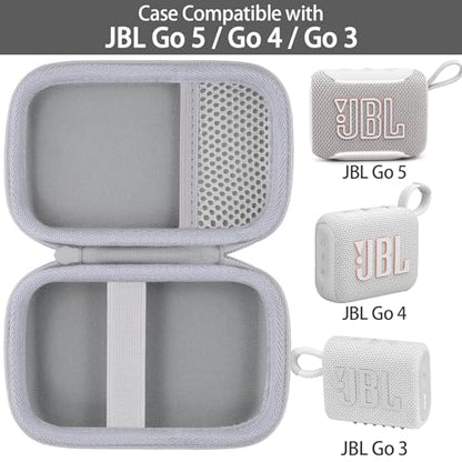 for JBL Go 5/4/3 Ultra Portable Speaker Hard Travel Case, White | Protective Storage Bag with Mesh Pocket & Hand Strap, Shockproof EVA Carrying Box, Soft Lining - color: White Case