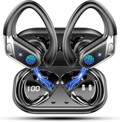 Wireless Earbuds, Earbuds with Ear Hooks, Bluetooth Earphones with Mic