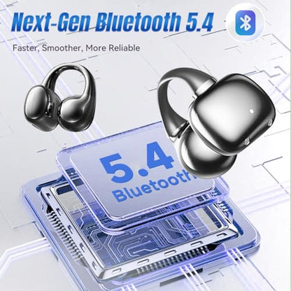 King Lucky i121 Open Ear Clip On Earbuds Wireless Bluetooth Ear Clip Headphones with Mic,Noise Cancelling, Waterproof IPX4,for Small Ears,Perfect for Running,Sports,and Glasses Wearers (03-Black) - color: 03-Black