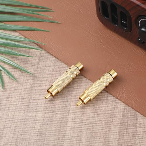 RCA to 1/4 Inch Adapter, Gold Plated RCA Male Plug to 6.35 mm 1/4 Inch TS Female Audio Converter RCAMale Plug Adapter for Speaker, Microphones, Guitars and Various Audio Equipment, 2 Pack