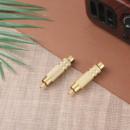 RCA to 1/4 Inch Adapter, Gold Plated RCA Male Plug to 6.35 mm 1/4 Inch TS Female Audio Converter RCAMale Plug Adapter for Speaker, Microphones, Guitars and Various Audio Equipment, 2 Pack