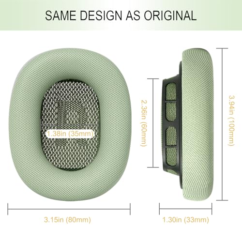 GEVO Upgraded Ear Cushions Replacement Earpads for AirPods Max 1 & 2 Headphones, Protein Leather Ear Pads Ear Covers Cups with Memory Foam and Magnet for AirPods Max 1 & 2 (Green) - color: Green