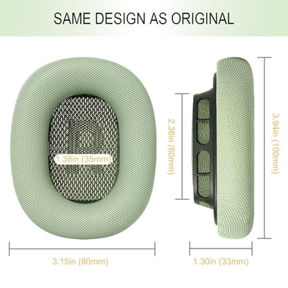 GEVO Upgraded Ear Cushions Replacement Earpads for AirPods Max 1 & 2 Headphones, Protein Leather Ear Pads Ear Covers Cups with Memory Foam and Magnet for AirPods Max 1 & 2 (Green) - color: Green