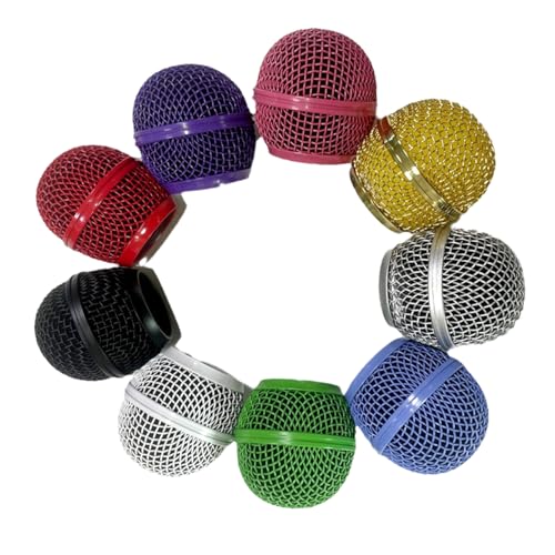 Microphone Head Replace, Steel Mesh Mic Grille Heads, Grille Mic Ball Replacement with Inner Foam, Fits for SM58, SM58S, SM58LC, BETA58 Windscreen Cover (Red, 1 pcs) - color: Red, size: 1 pcs