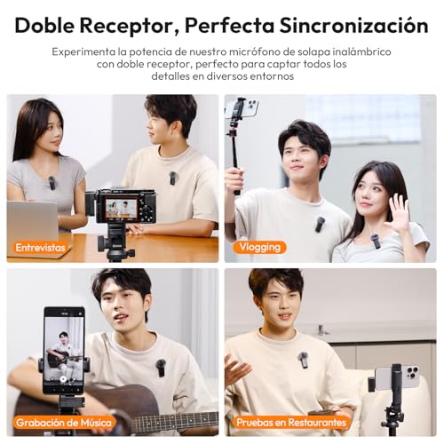 ULANZI A100 Wireless Lavalier Microphone Lapel Mic for Camera and Phone w USB C/3.5mm/Plug, 32KHz 16Bit, Noise Cancellation, 13.5-Hour Battery, Clip on Microphone for Video Podcast Vlog YouTube