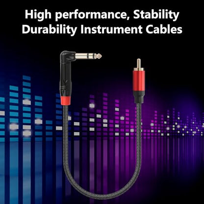 CERRXIAN 6.35mm TRS Stereo Right Angle Male to 6.35mm RCA Male Audio Cable,0.5M/1.6FT Leather Textured Cord, Short Cable for Electric Guitar, Mixer, Amplifier, Speaker - size: 0.5M / 1.64FT