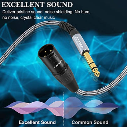JOLGOO 1/4 Inch TRS to XLR Cable - 3.3 Feet Balanced 6.35mm TRS Plug to 3-pin XLR Male Microphone Cable - size: 3.3 Feet, style: 1/4 TRS Male to XLR Male