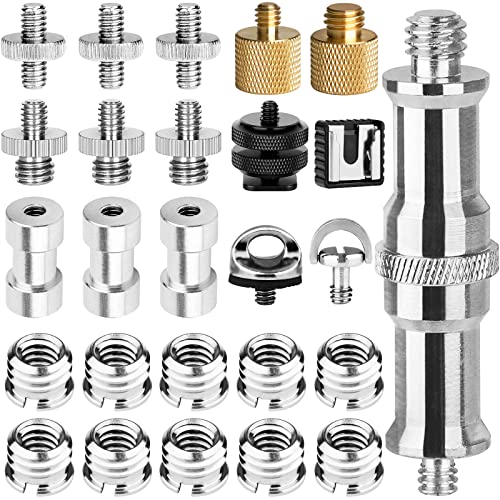 ChromLives Camera Tripod Adapter, 26Pack Camera Screw Mount Set 1/4 Threaded Converter Screws Adapter, 1/4 to 3/8 Hot Shoe Adapter,Tripod Mount Adapter Set for Monopod/Quick Release Plate - size: 26pack camare screw