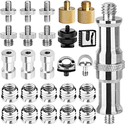 ChromLives Camera Tripod Adapter, 26Pack Camera Screw Mount Set 1/4 Threaded Converter Screws Adapter, 1/4 to 3/8 Hot Shoe Adapter,Tripod Mount Adapter Set for Monopod/Quick Release Plate - size: 26pack camare screw