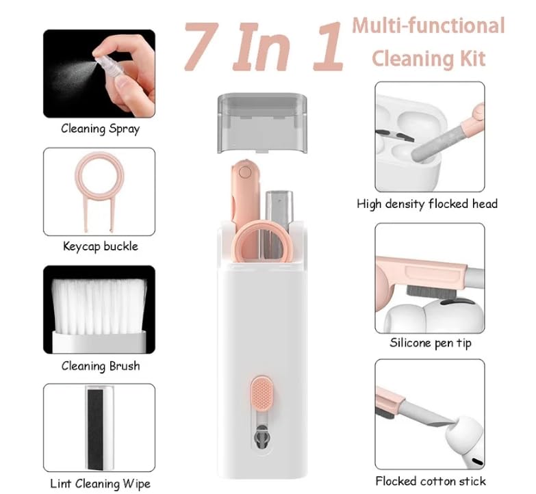 7 in 1 Cleaning Tools Kit for Airpods Pro 1 2 3 Multi-Function Cleaning Pen with Soft Brush Flocking Sponge for Bluetooth Earphones Earbuds & in-Ear Headphones Case Cleaner ﻿ (Blue) - color: Blue