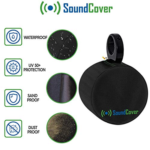 Black 600D Marine Wake Tower Speaker Covers – Large (H 14" × W 14" × D 12.8") – Weather-Resistant Covers for Marine & ATV Speakers - color: Black, size: LARGE