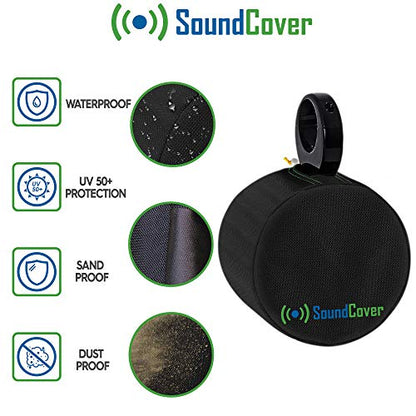 Black 600D Marine Wake Tower Speaker Covers – Large (H 14" × W 14" × D 12.8") – Weather-Resistant Covers for Marine & ATV Speakers - color: Black, size: LARGE