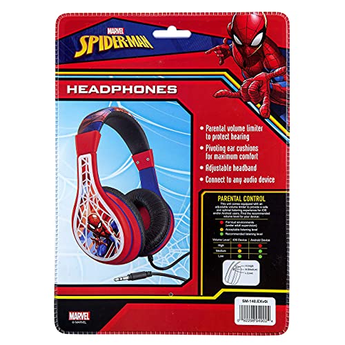 Spiderman Headphones for Kids with 3.5mm Jack, Wired Headphones for School | Adjustable Headband - color: Spiderman